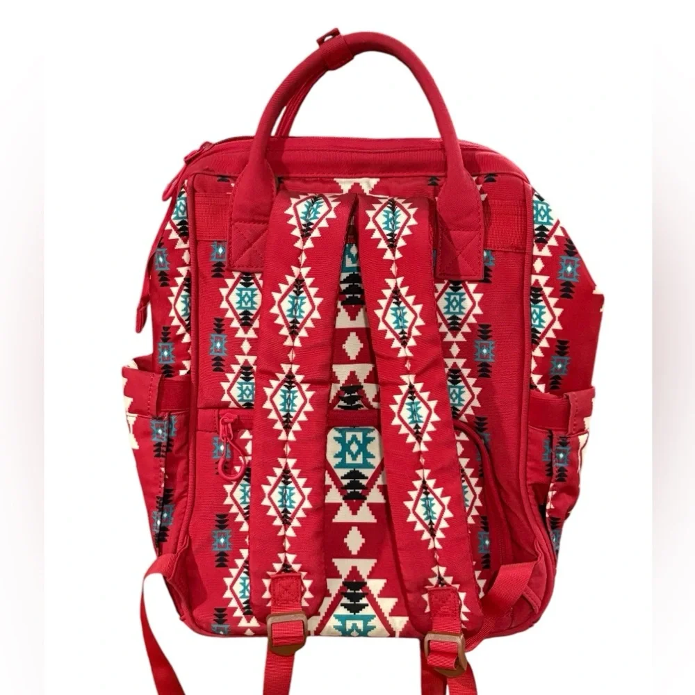 Wrangler Aztec Southwestern Print Zip Up Diaper Bag Backpack Travel Bag